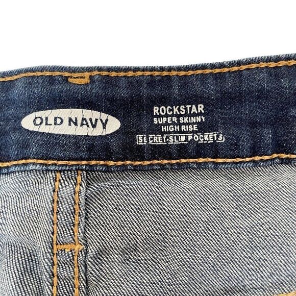 Womens Old Navy Rockstar Jeans Super Skinny High Rise Sz 14 Dark Wash Slim Pocke - Picture 4 of 9
